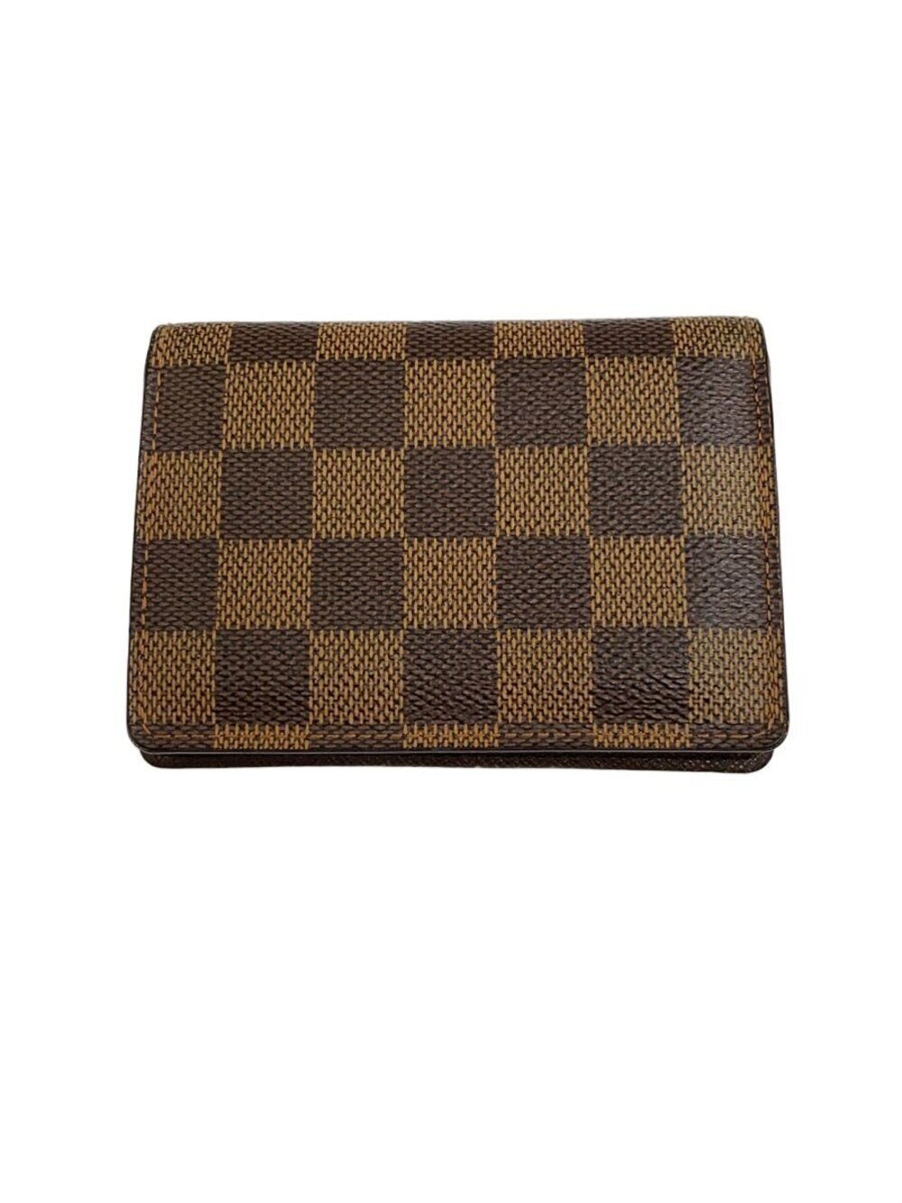 LOUIS VUITTON Porte Wallet de Cartes Vertical Damier Ebene Brown Leather Brown